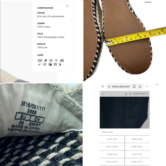 NWOT Zara Trafaluc Espadrille Jute Slip-On Loafers Size 39/US 8 - Picture 16 of 16